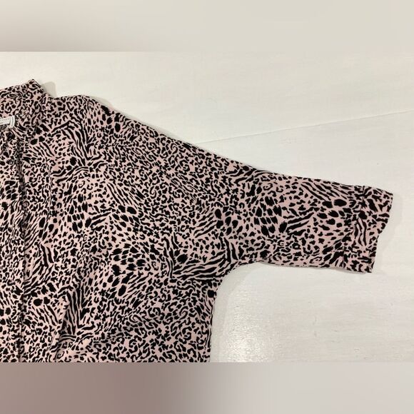 ASOS Design Top Women’s 16 Pink Animal Print Oversized Tunic Dolman Sleeve - Picture 3 of 7